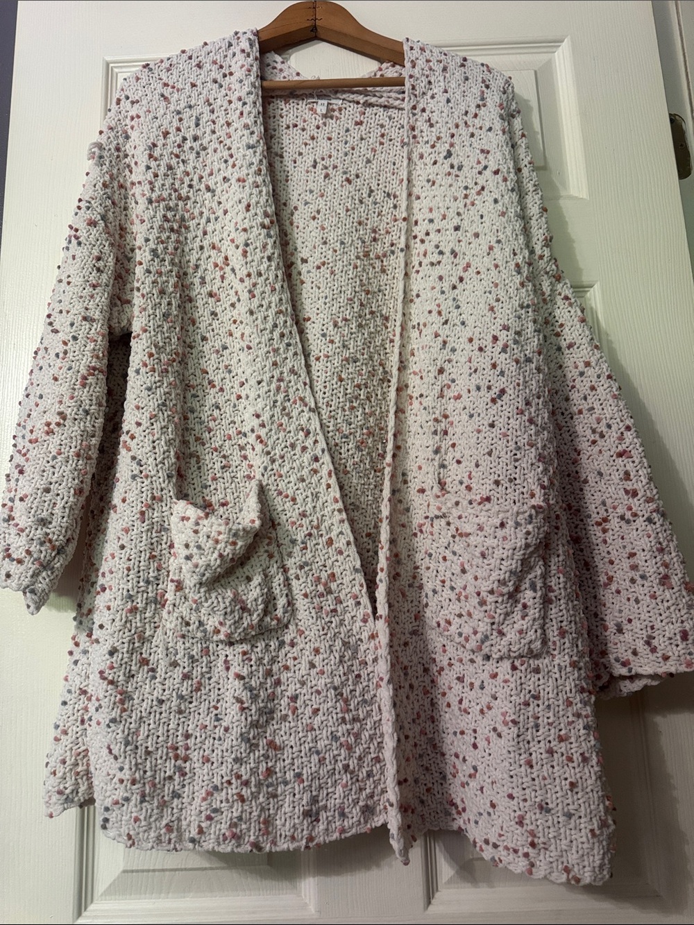 Maurices Confetti Popcorn Knit Open Front Cardigan with Pockets